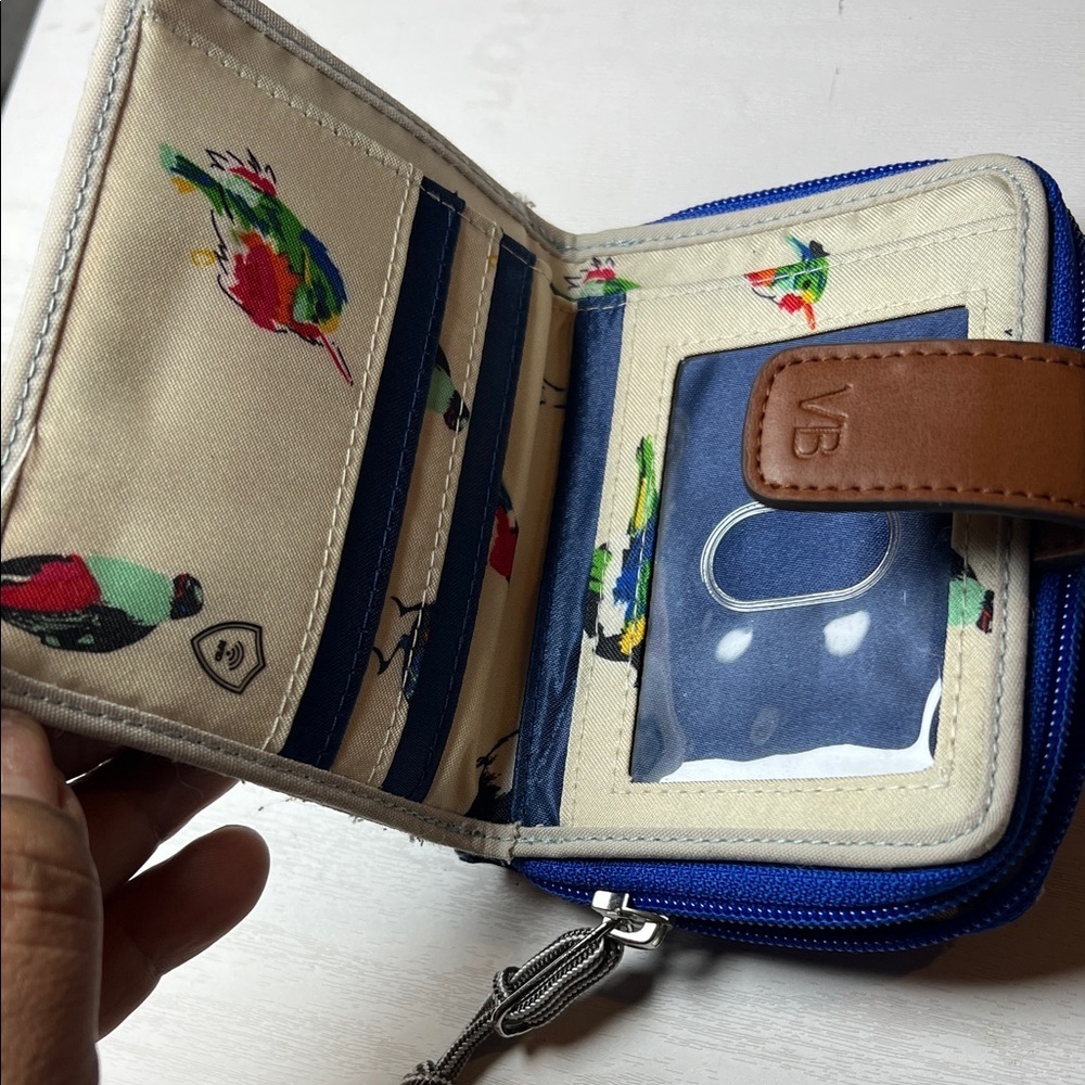 Vera Bradley Teal and Brown Wallet d04 - Picture 2 of 8